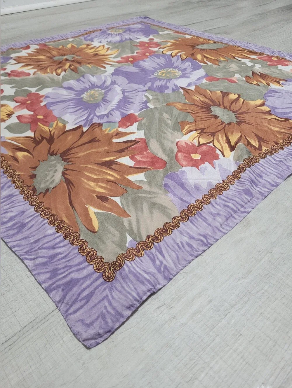 Vintage 80s Oscar de la Renta Silk Floral Scarf OS